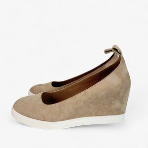 Linea Paolo Marta Hidden Wedge Slip On Shoe Pumps Womens Size 11 M Tan Suede